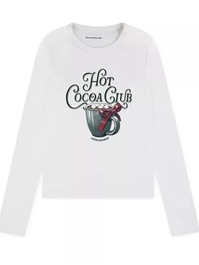 Abercrombie Kids • NWT "Hot Cocoa Club" Long-Sleeve Tee 13/14